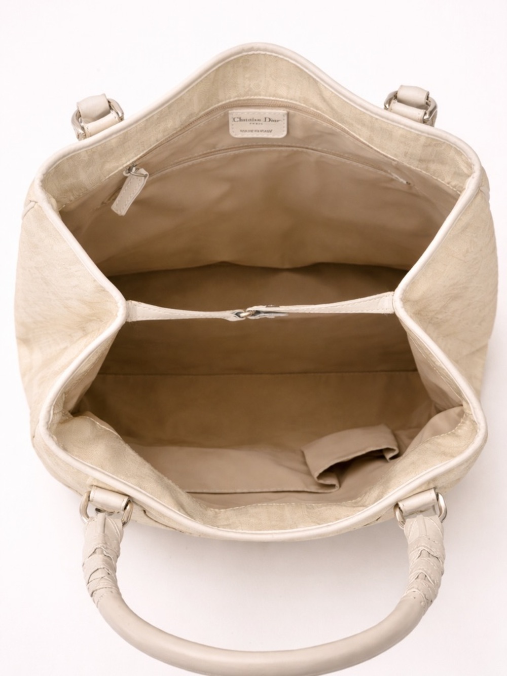 Christian Dior Diorissimo Trotter Canvas Tote Bag Cream Charm - Picture 7 of 12